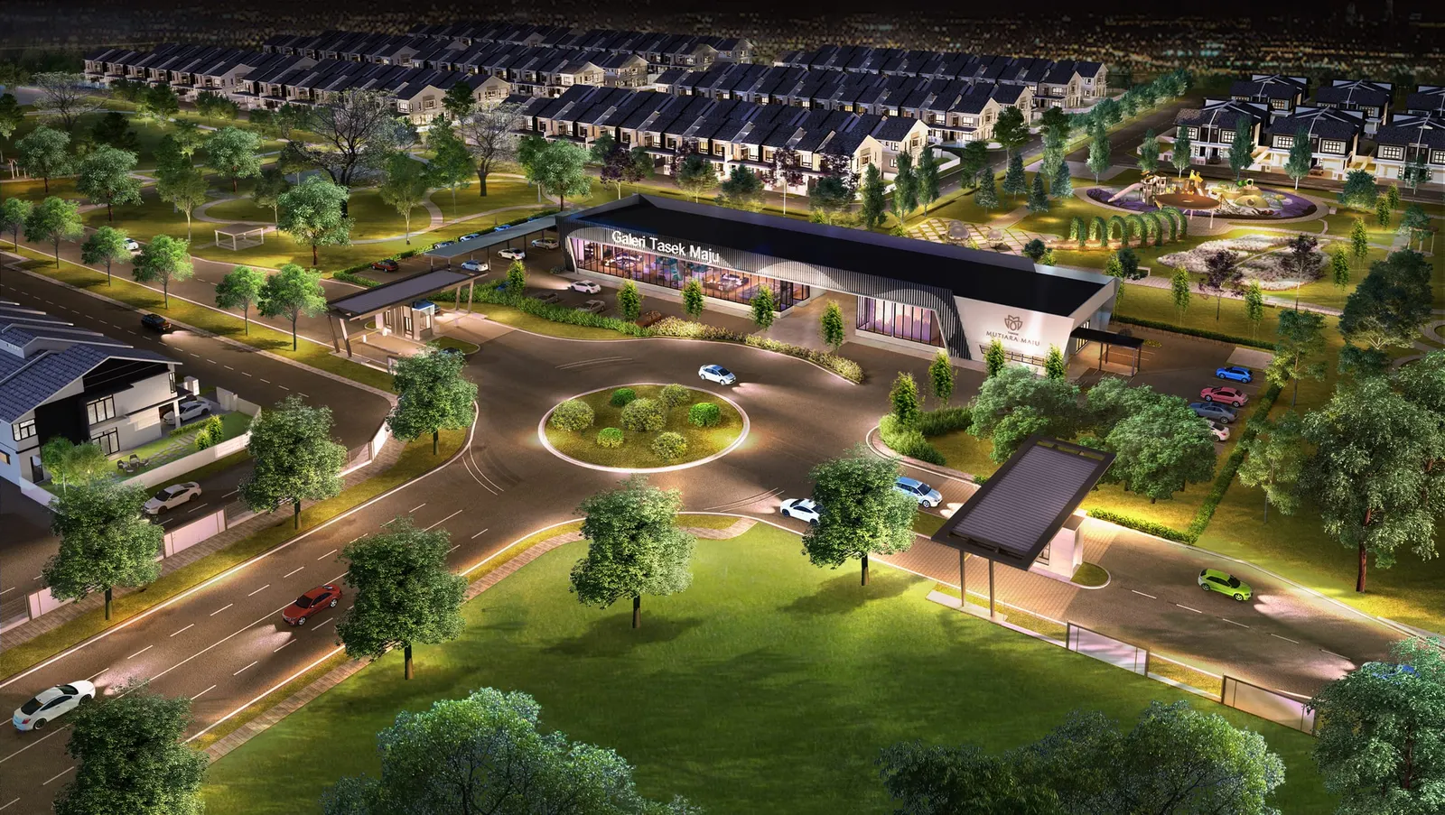 Render of landscaped roundabout at Taman Mutiara Maju