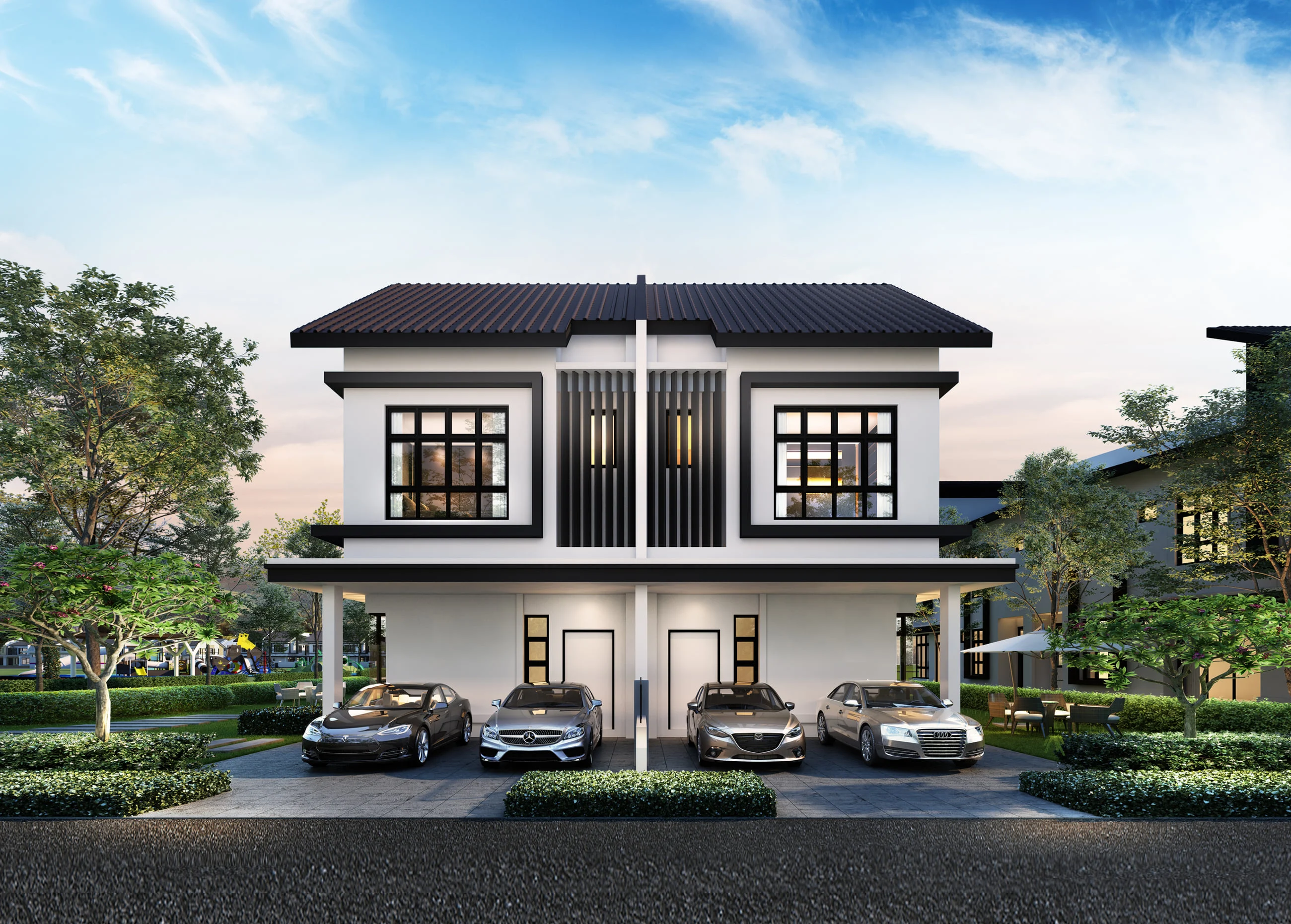 Luxe two-storey cluster home exterior artist's impression