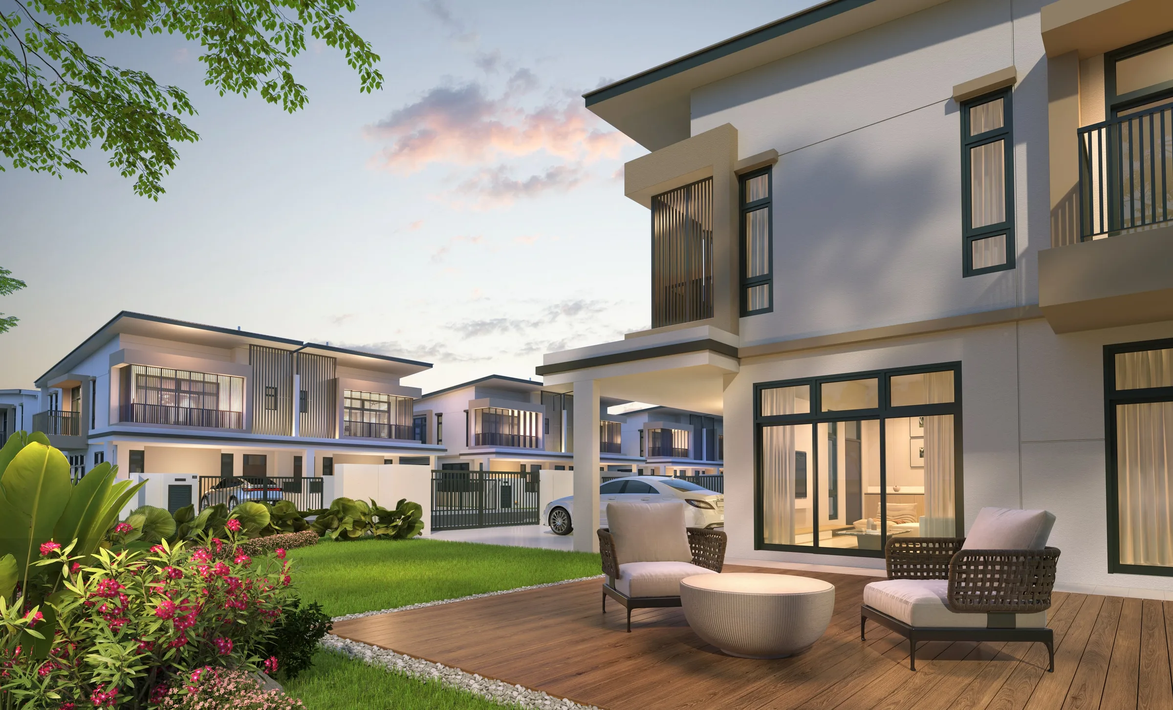 LUXE Villas I rear exterior and garden artist's impression